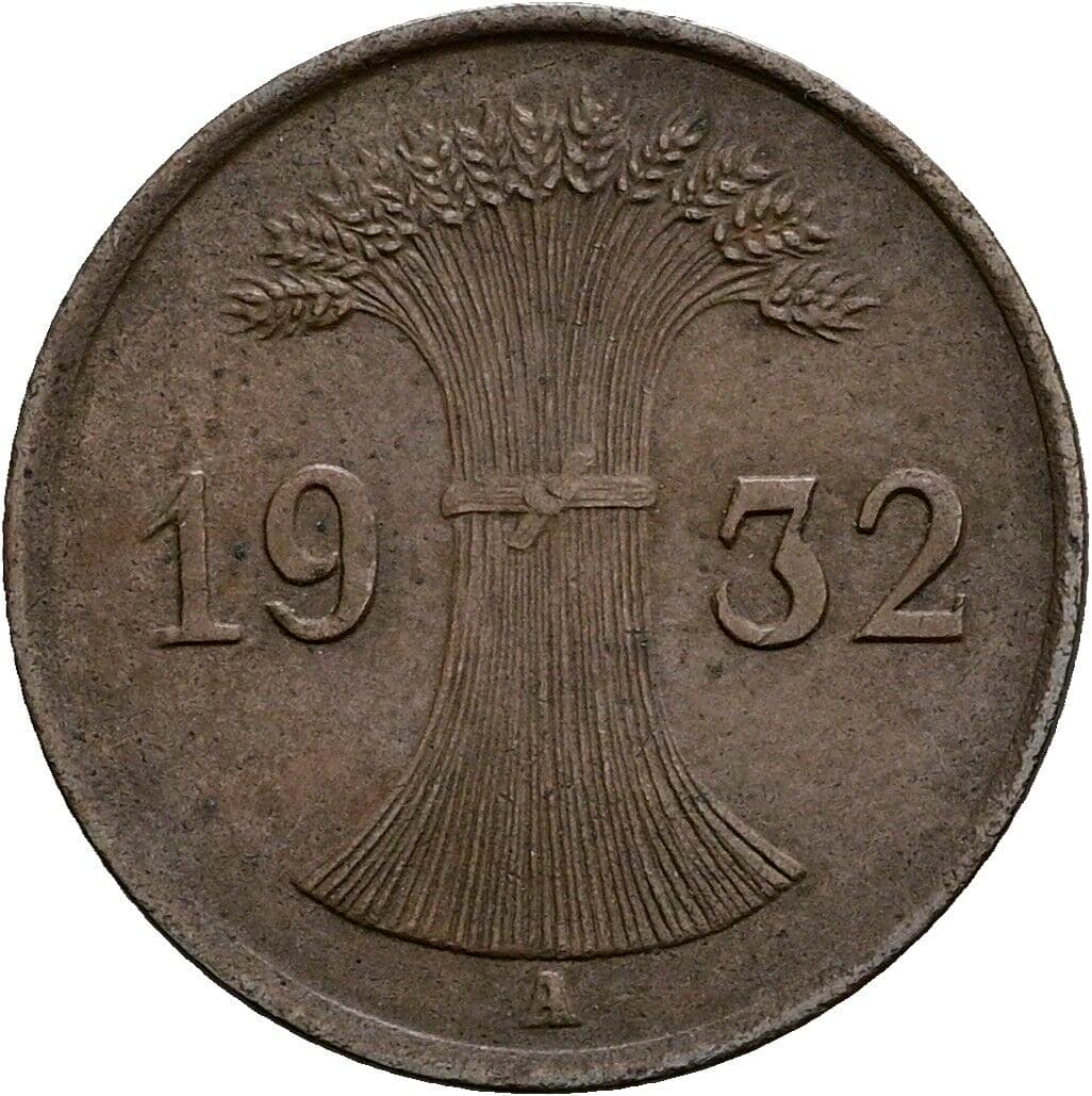 1 Reichspfennig 1932 A – Rückseite