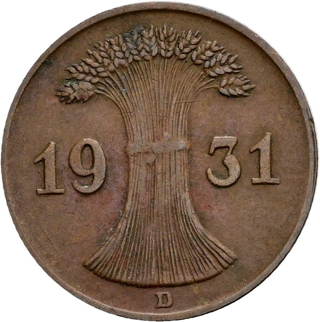 1 Reichspfennig 1931 D – Rückseite
