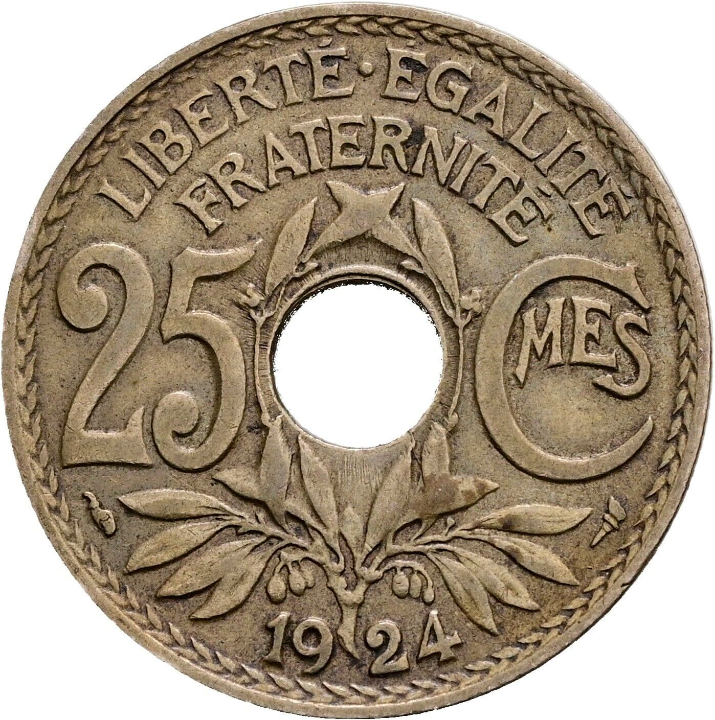 25 Centimes 1924 – Vorderseite