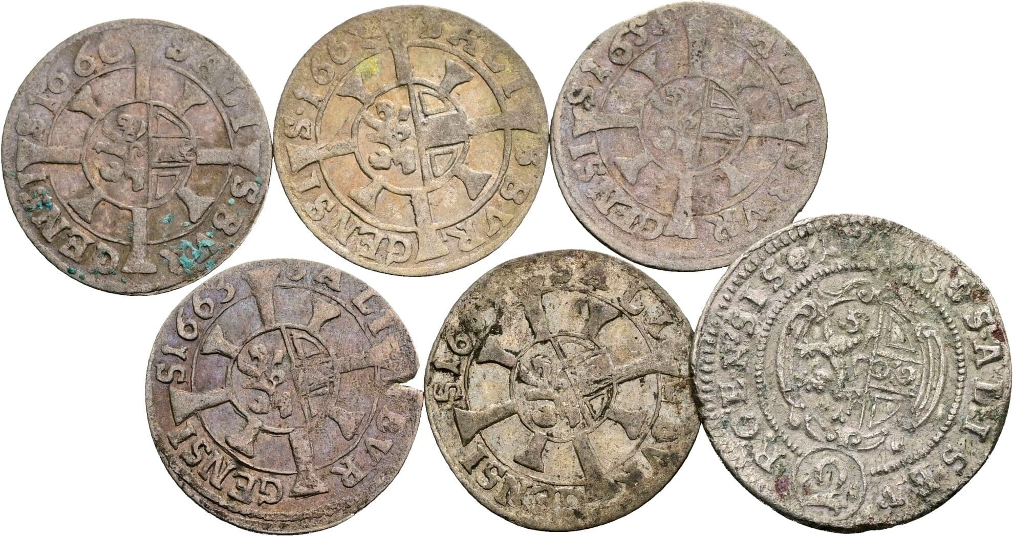 Lot 6 Stück 1 und 2 Kreuzer – Vorderseite