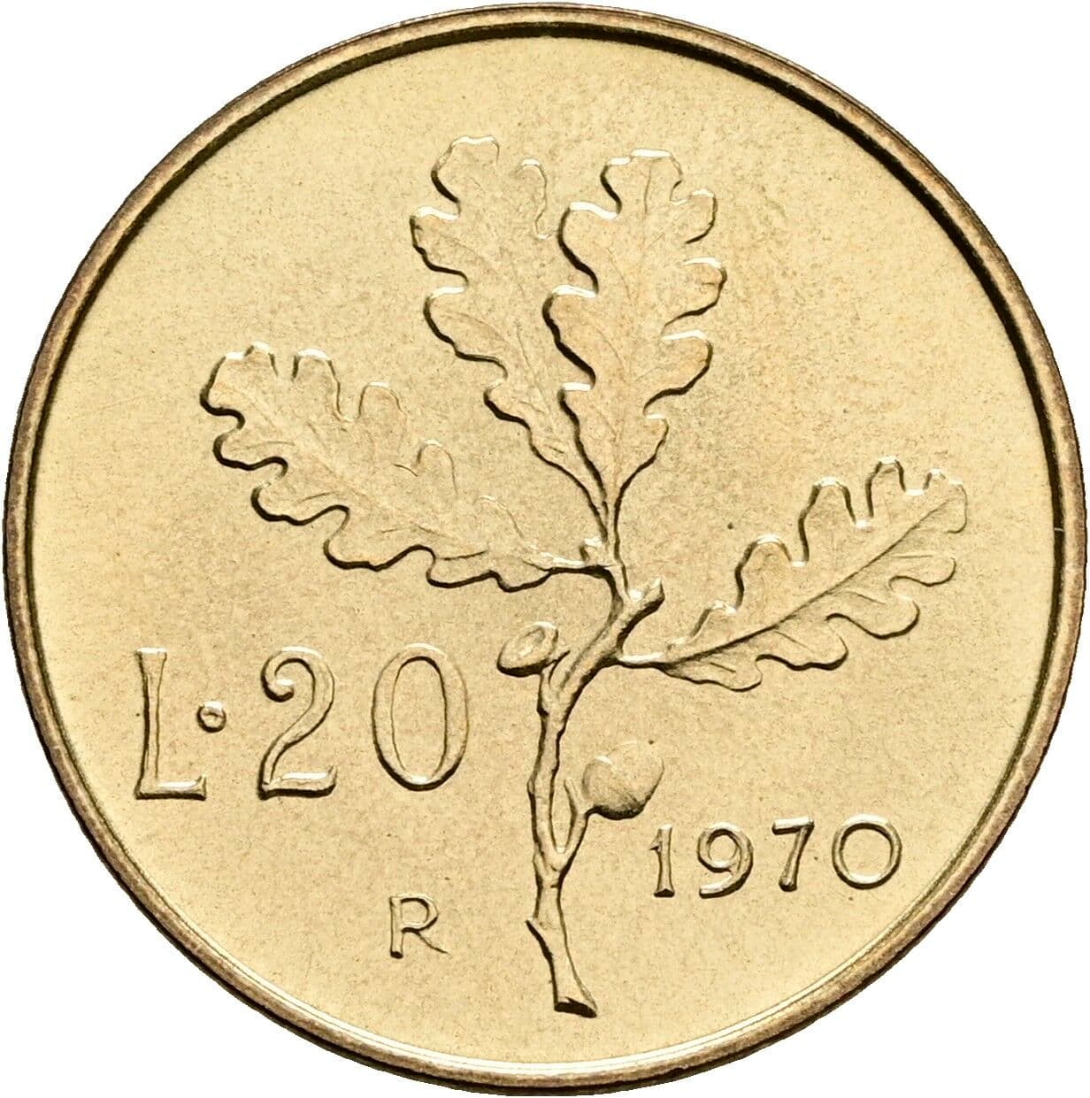 20 Lire 1970 – Rückseite