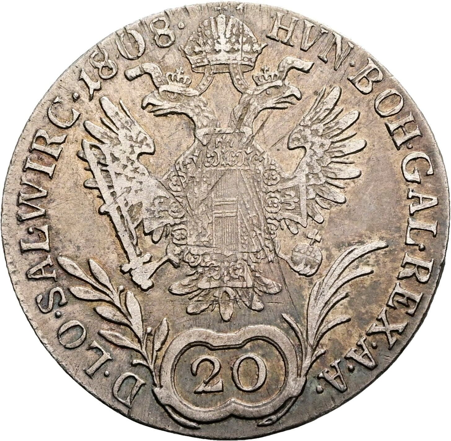 20 Kreuzer Franz II. (I). 1792-1835 1808 C, Prag – Rückseite