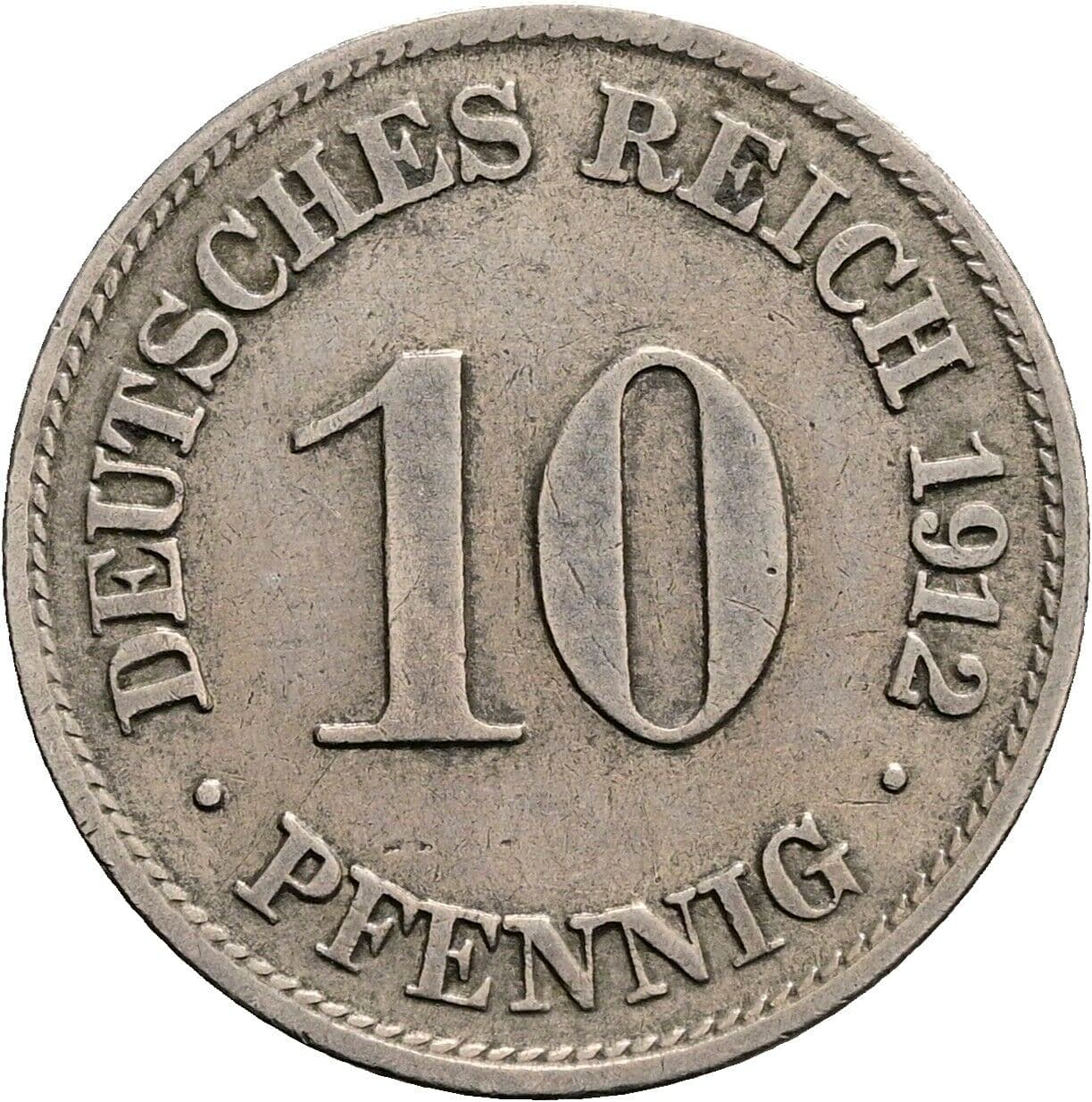 10 Pfennig 1912 D – Vorderseite