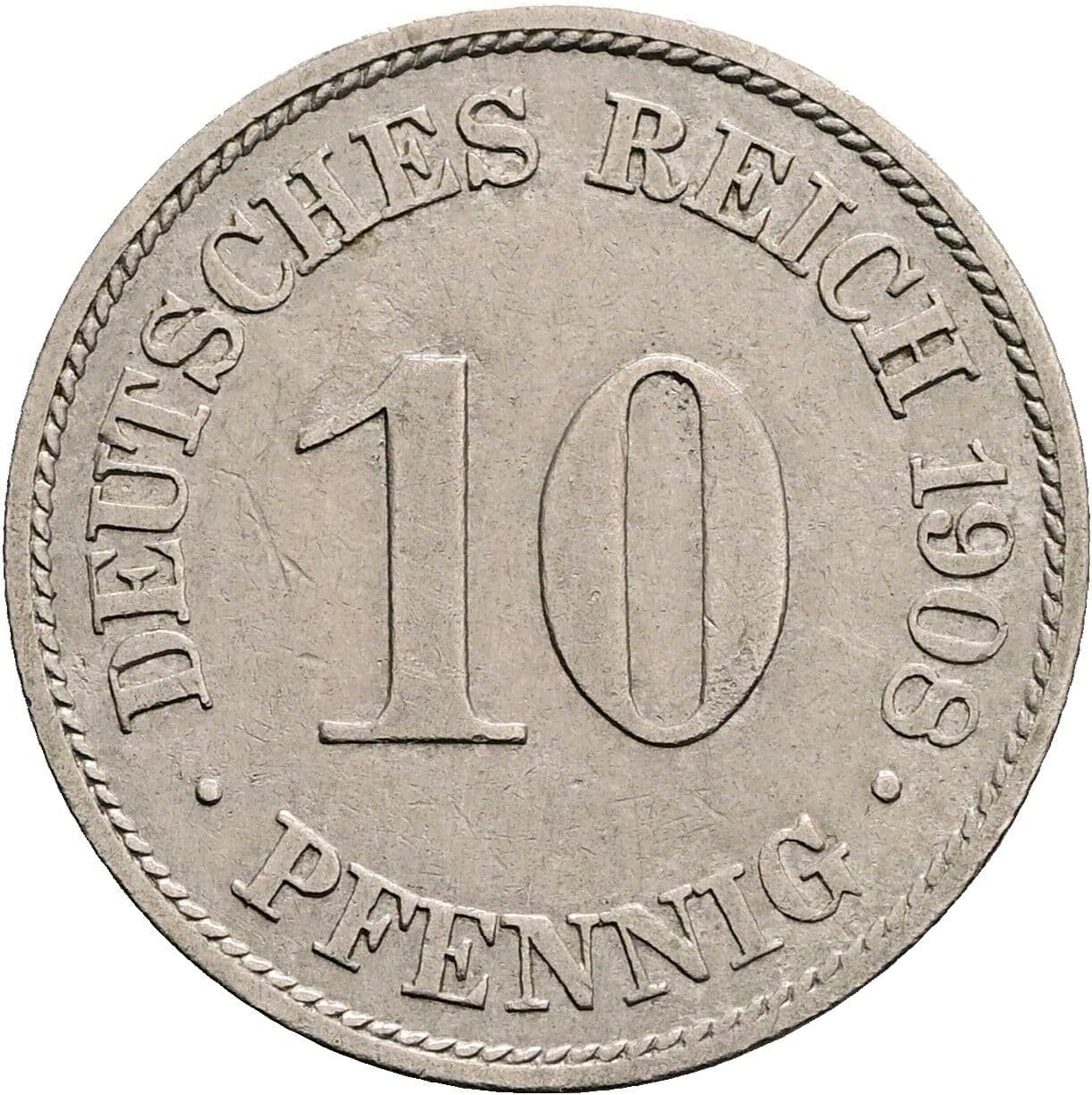 10 Pfennig 1908 A – Vorderseite