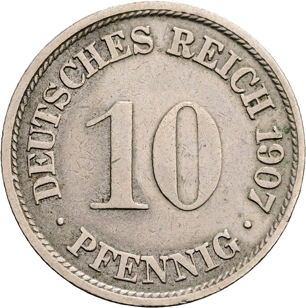 10 Pfennig 1907 F – Vorderseite