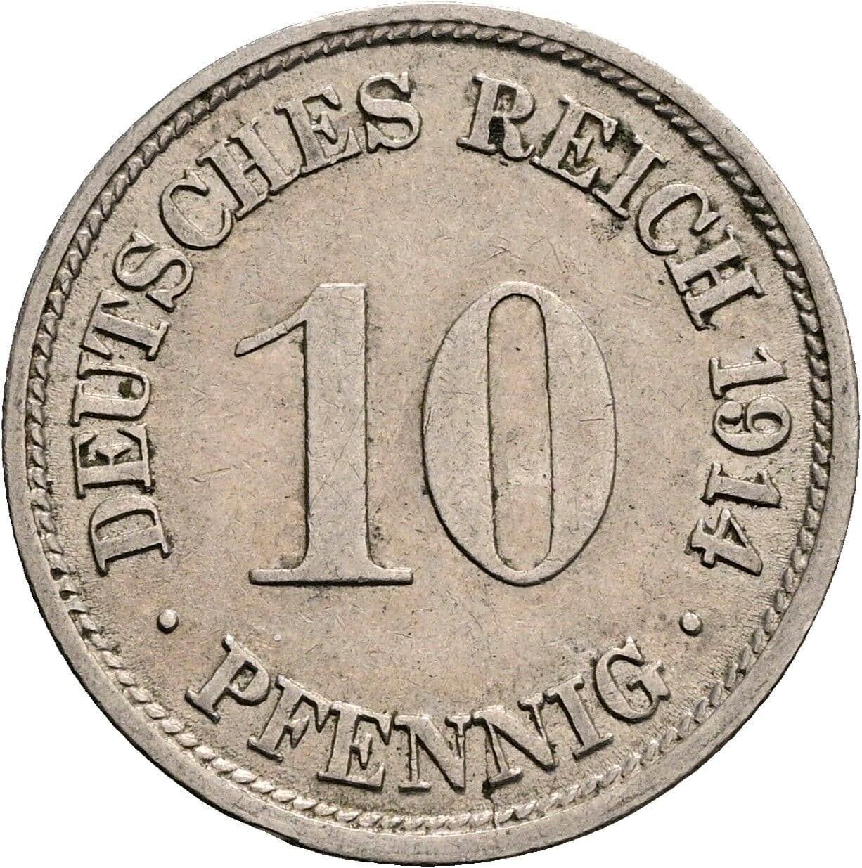 10 Pfennig 1914 F – Vorderseite