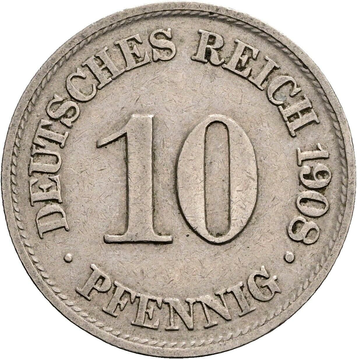 10 Pfennig 1908 A – Vorderseite