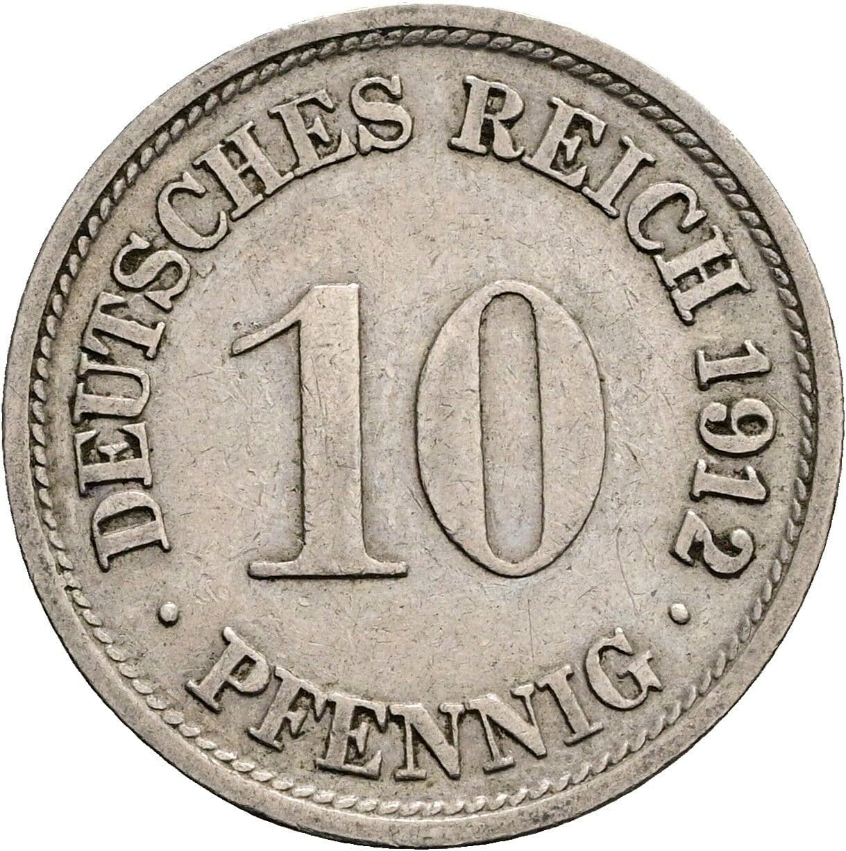 10 Pfennig 1912 F – Vorderseite