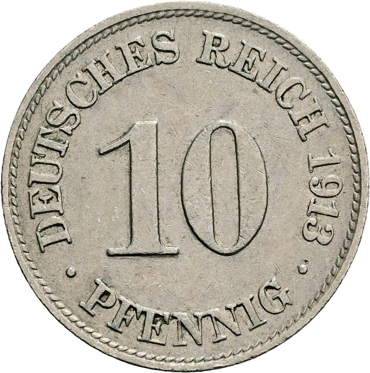 10 Pfennig 1913 D – Vorderseite