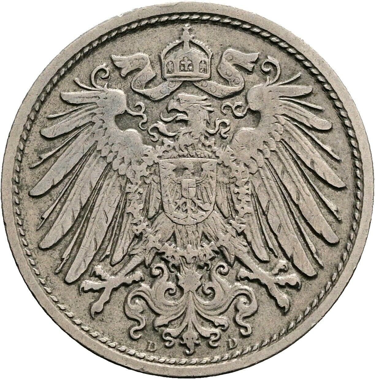 10 Pfennig 1912 D – Rückseite