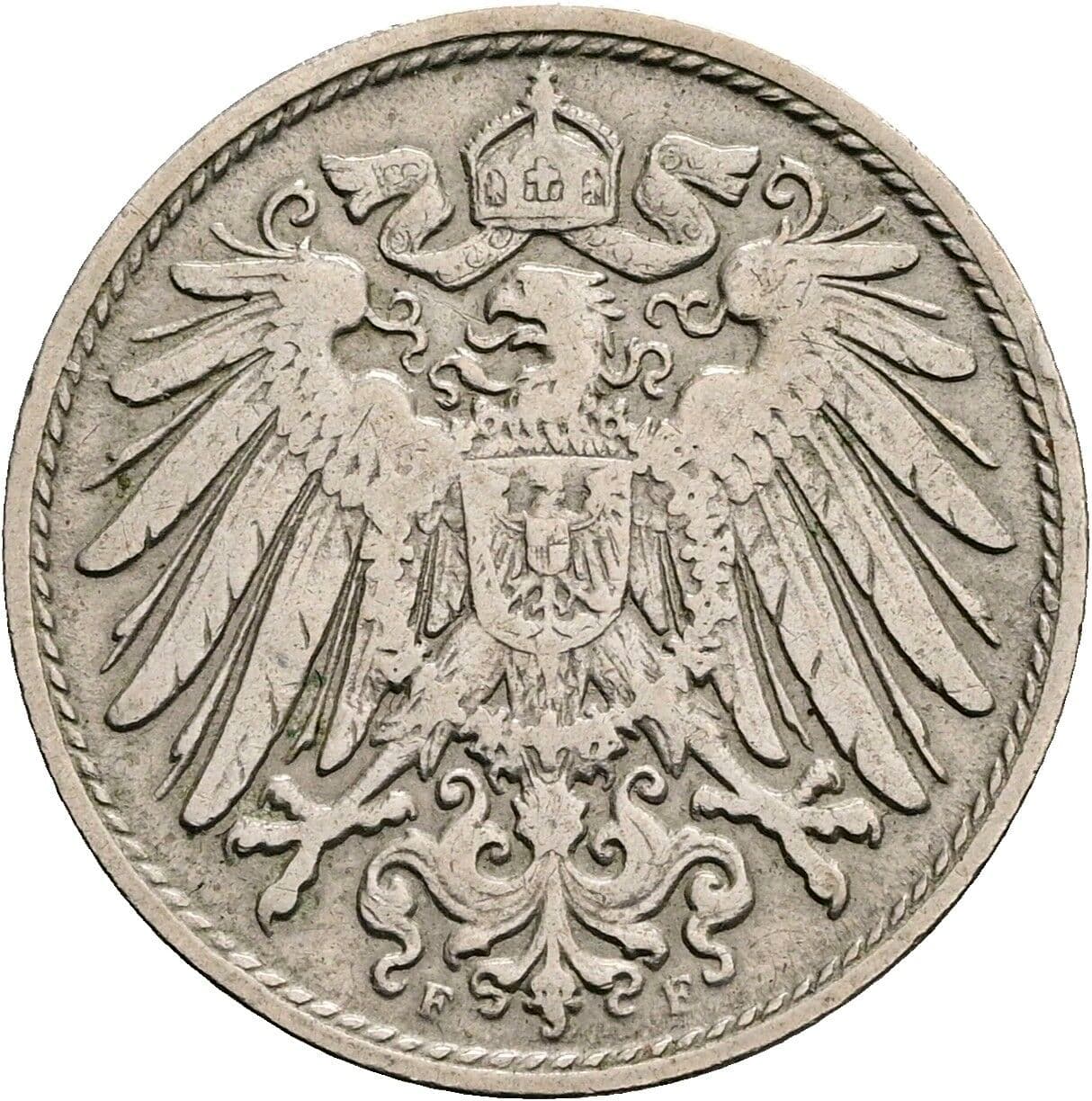 10 Pfennig 1907 F – Rückseite
