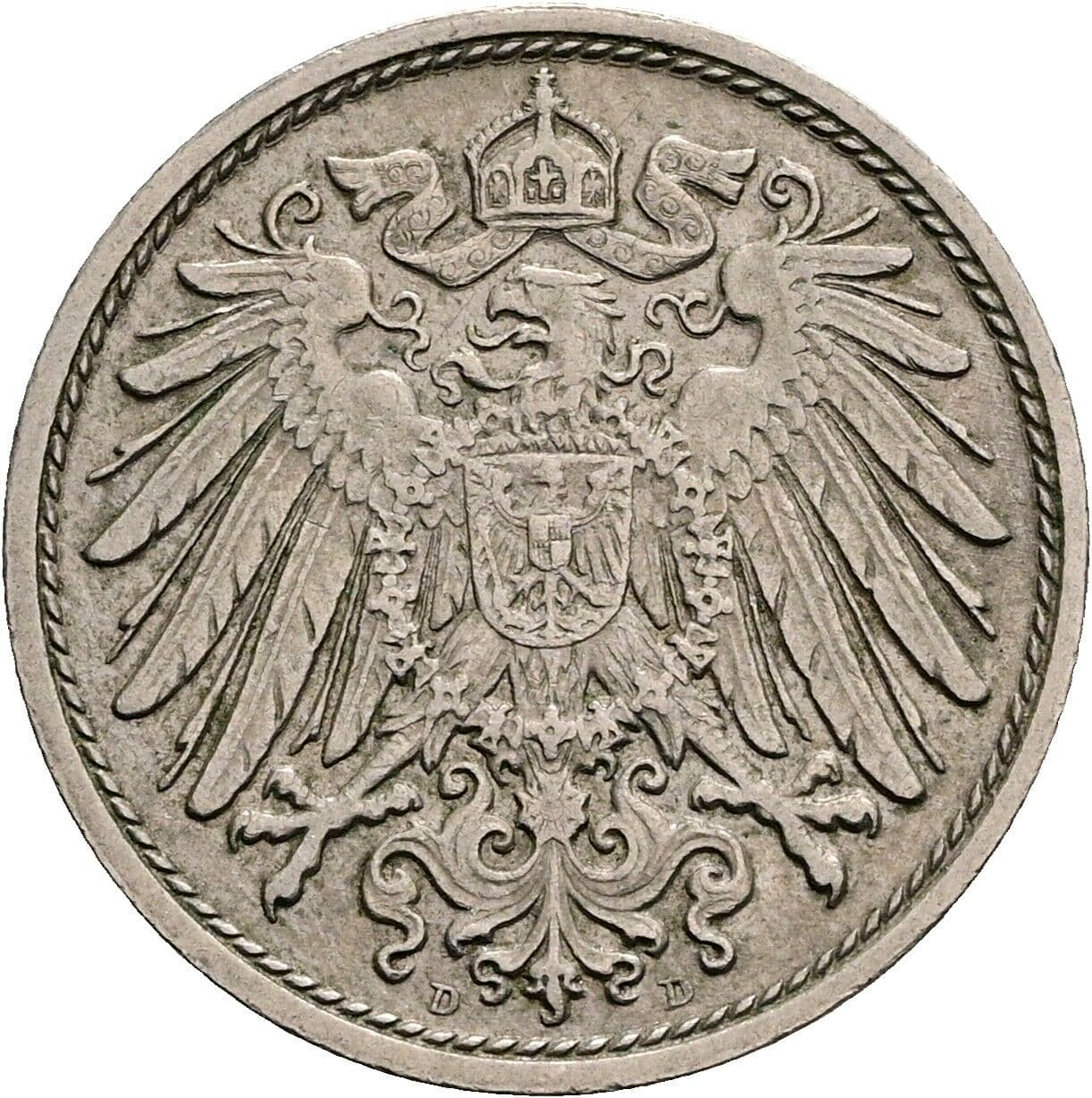 10 Pfennig 1913 D – Rückseite