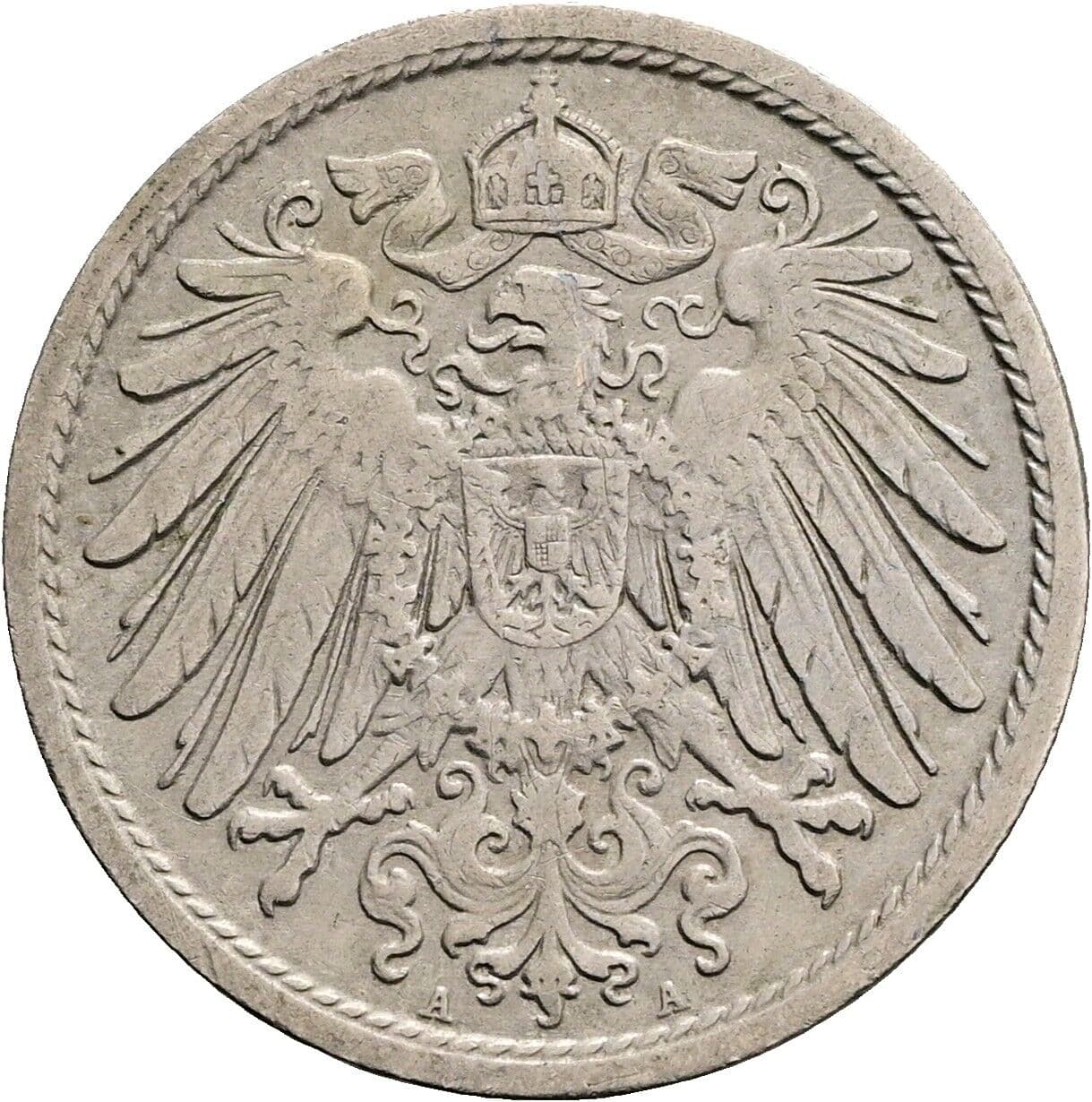 10 Pfennig 1908 A – Rückseite