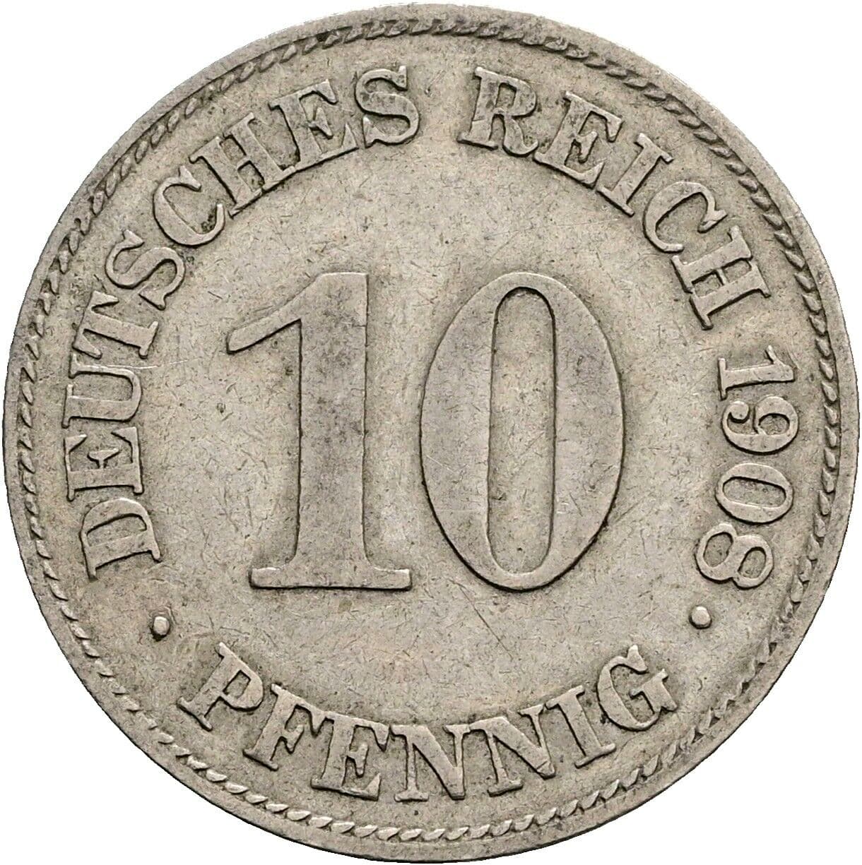 10 Pfennig 1908 E – Vorderseite
