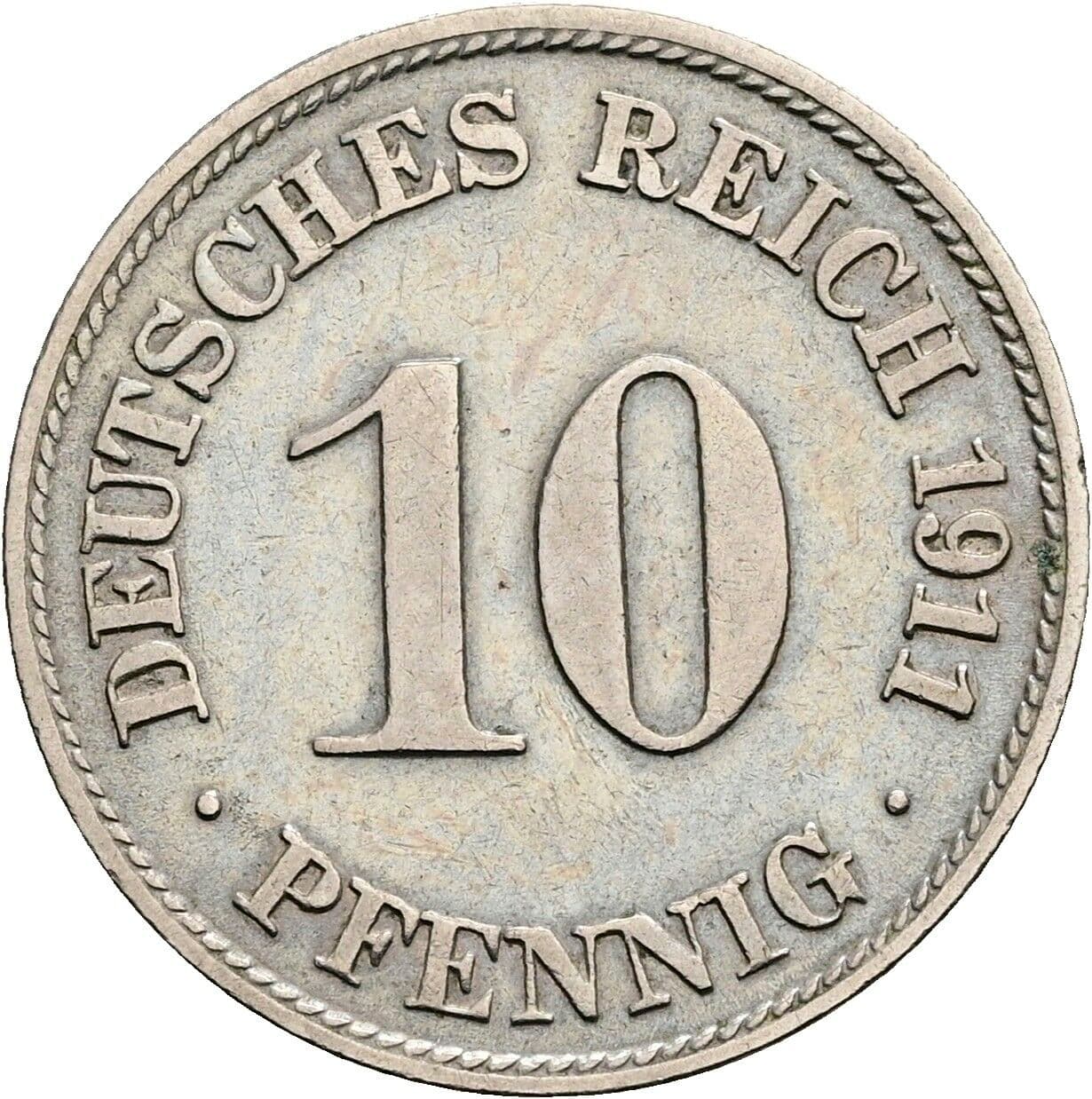 10 Pfennig 1911 D – Vorderseite