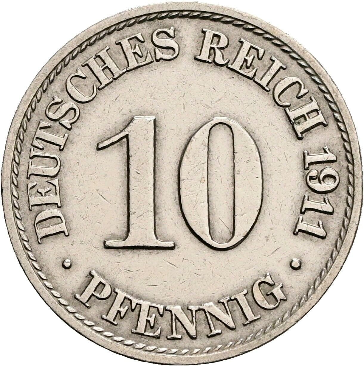 10 Pfennig 1911 A – Vorderseite