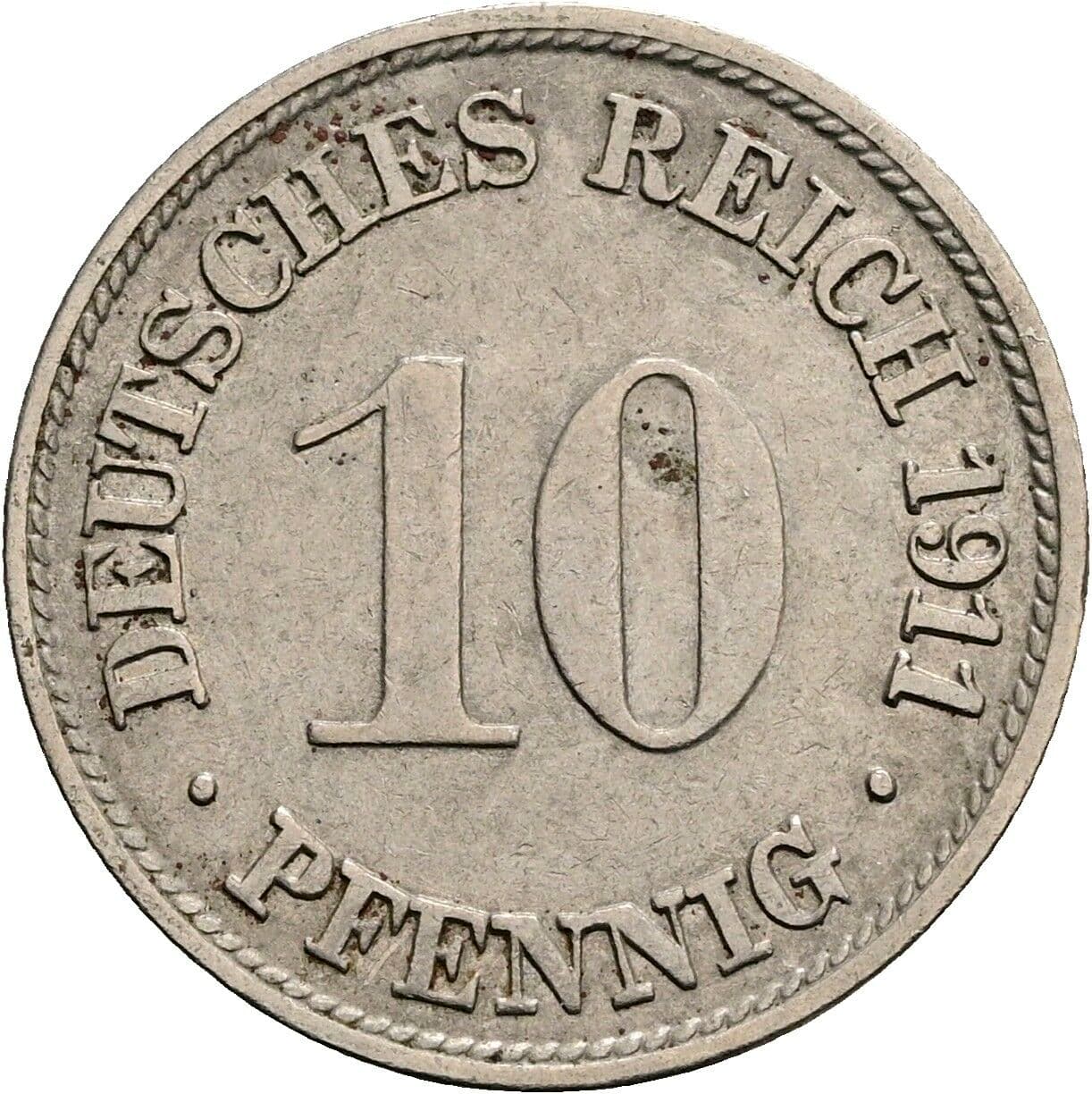 10 Pfennig 1911 G – Vorderseite