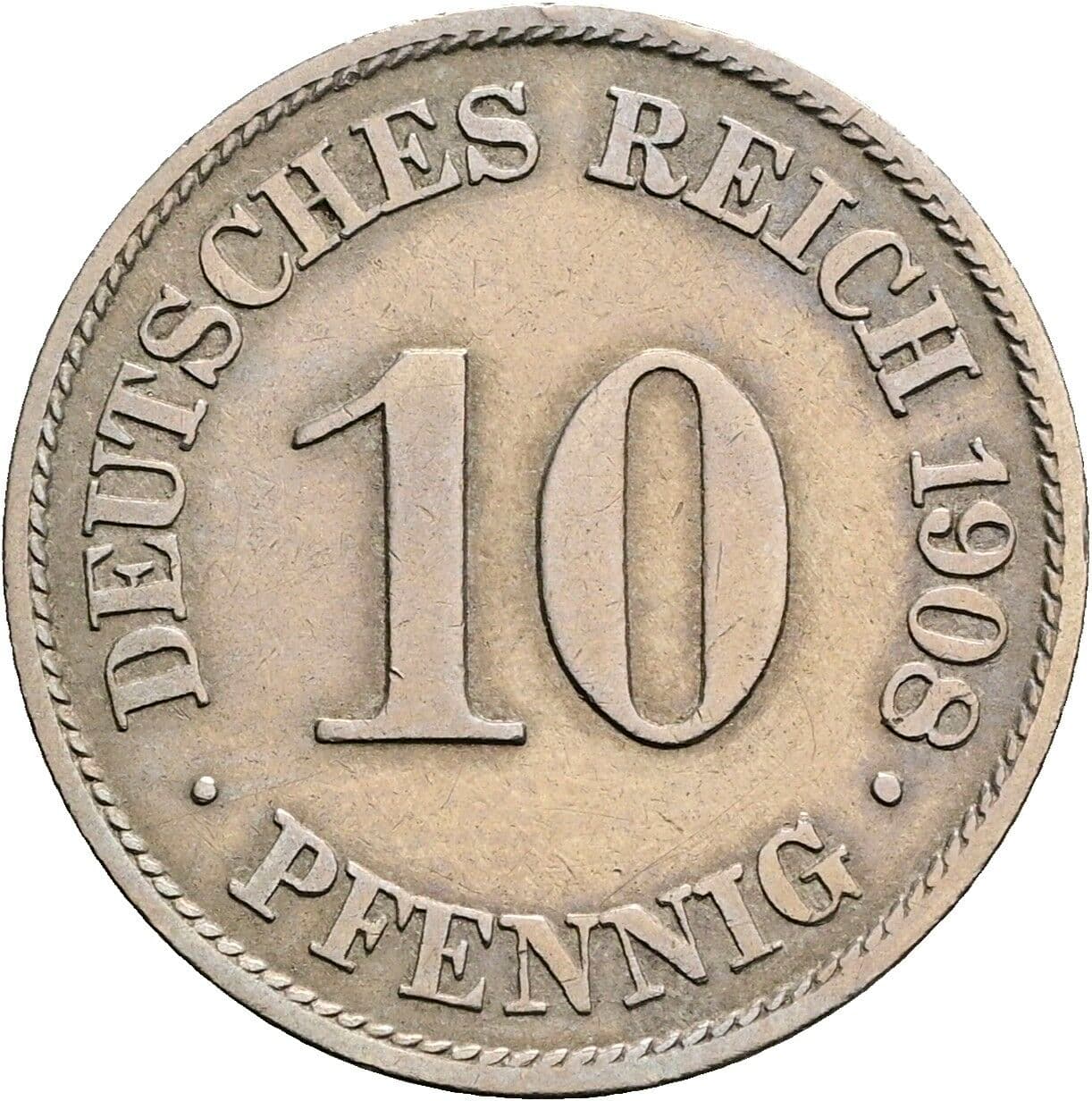 10 Pfennig 1908 A – Vorderseite