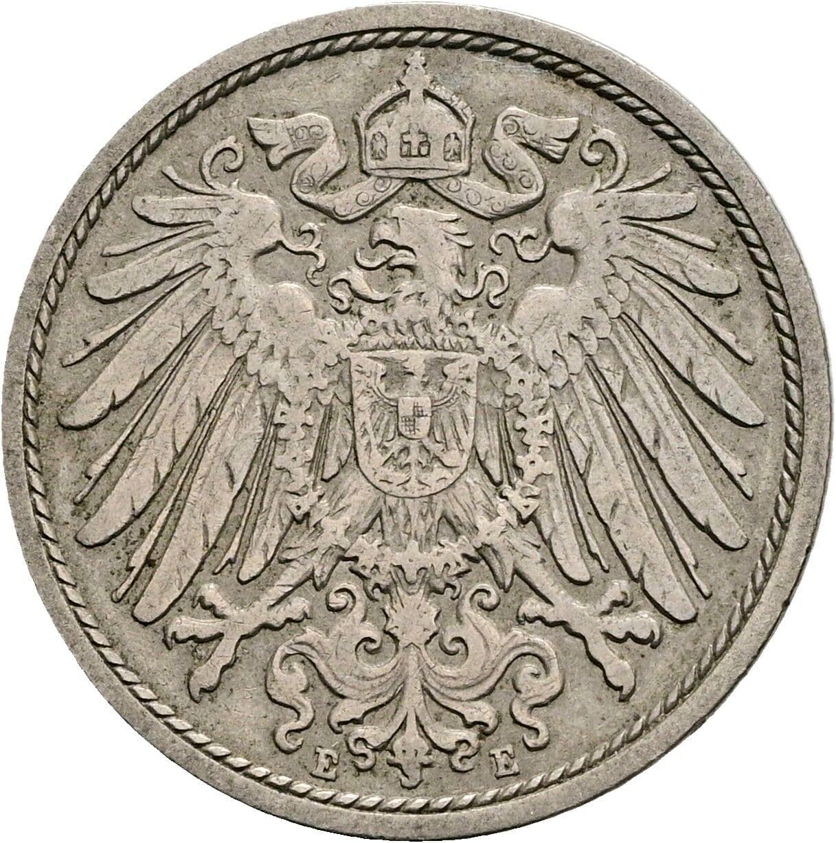 10 Pfennig 1908 E – Rückseite