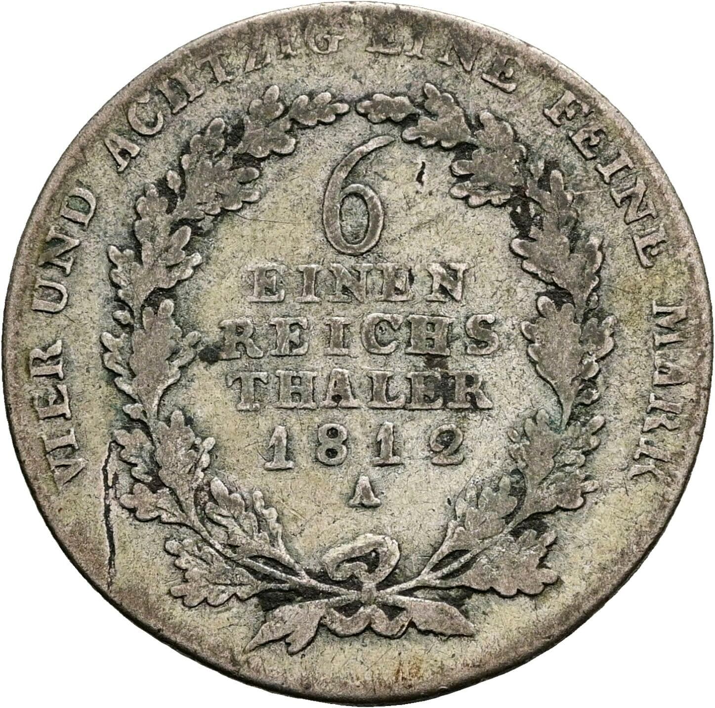 1/6 Taler Friedrich Wilhelm III. (1797-1840) 1812 A – Rückseite