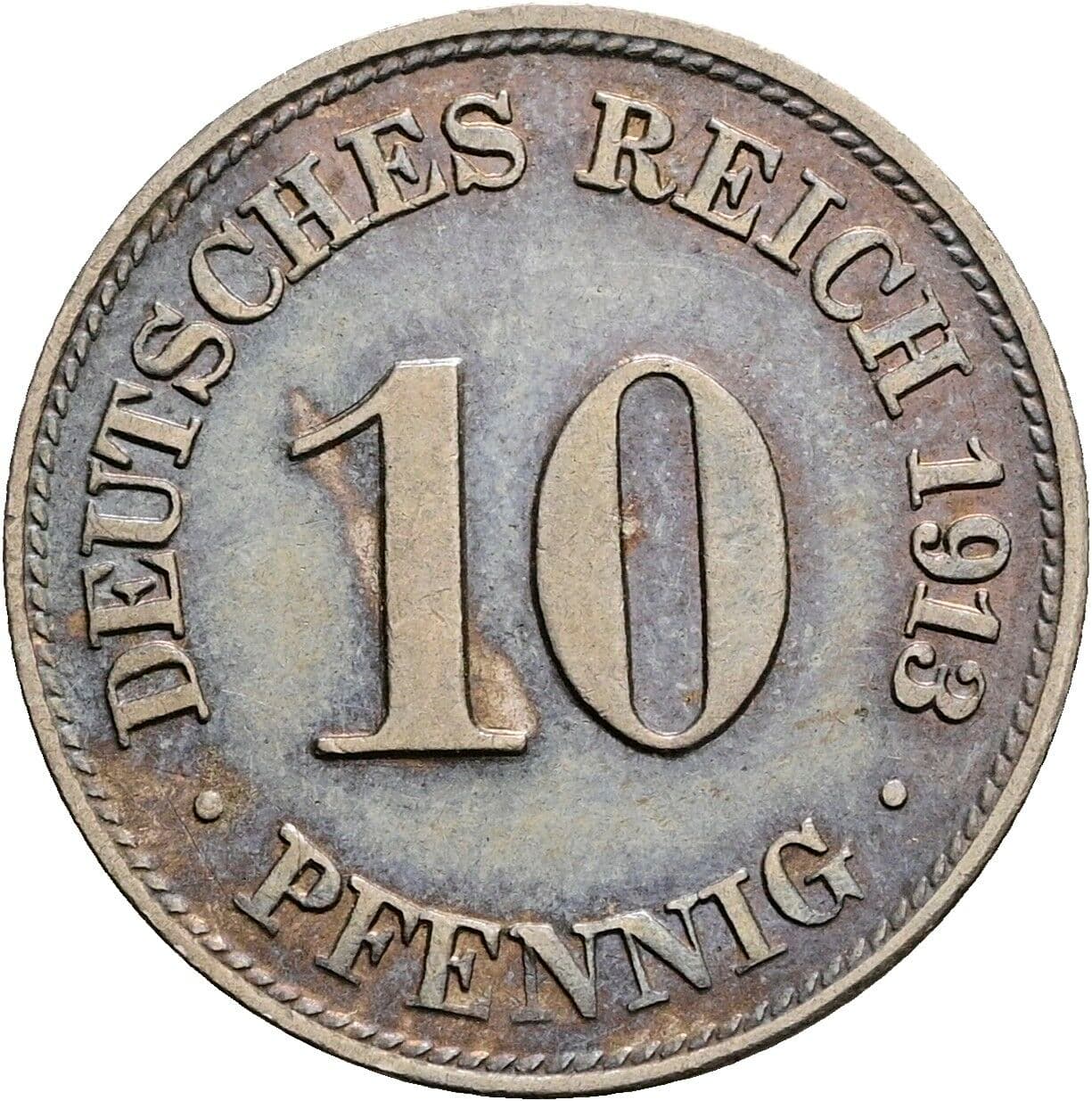 10 Pfennig 1913 D – Vorderseite