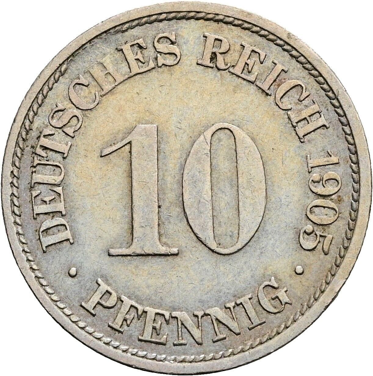10 Pfennig 1905 F – Vorderseite