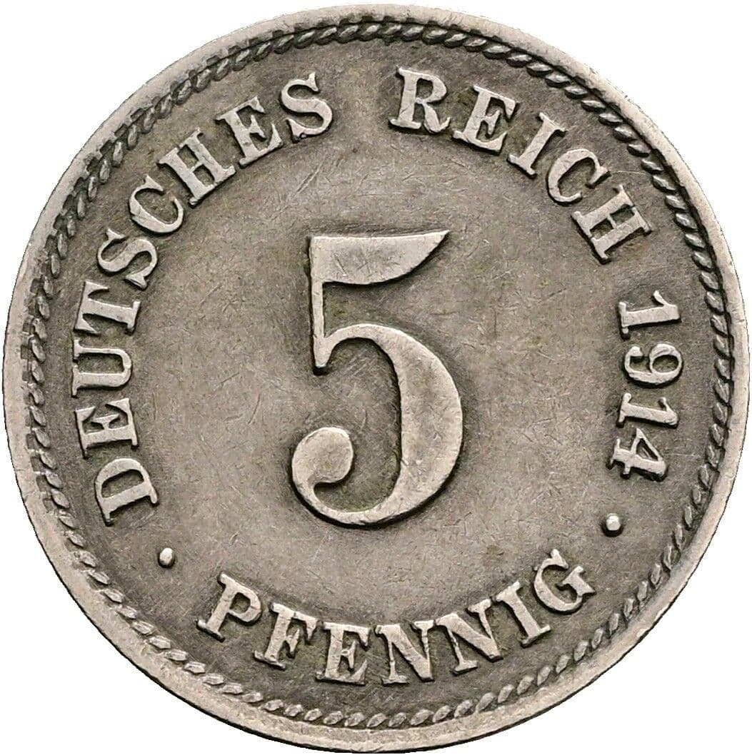5 Pfennig 1914 G – Vorderseite