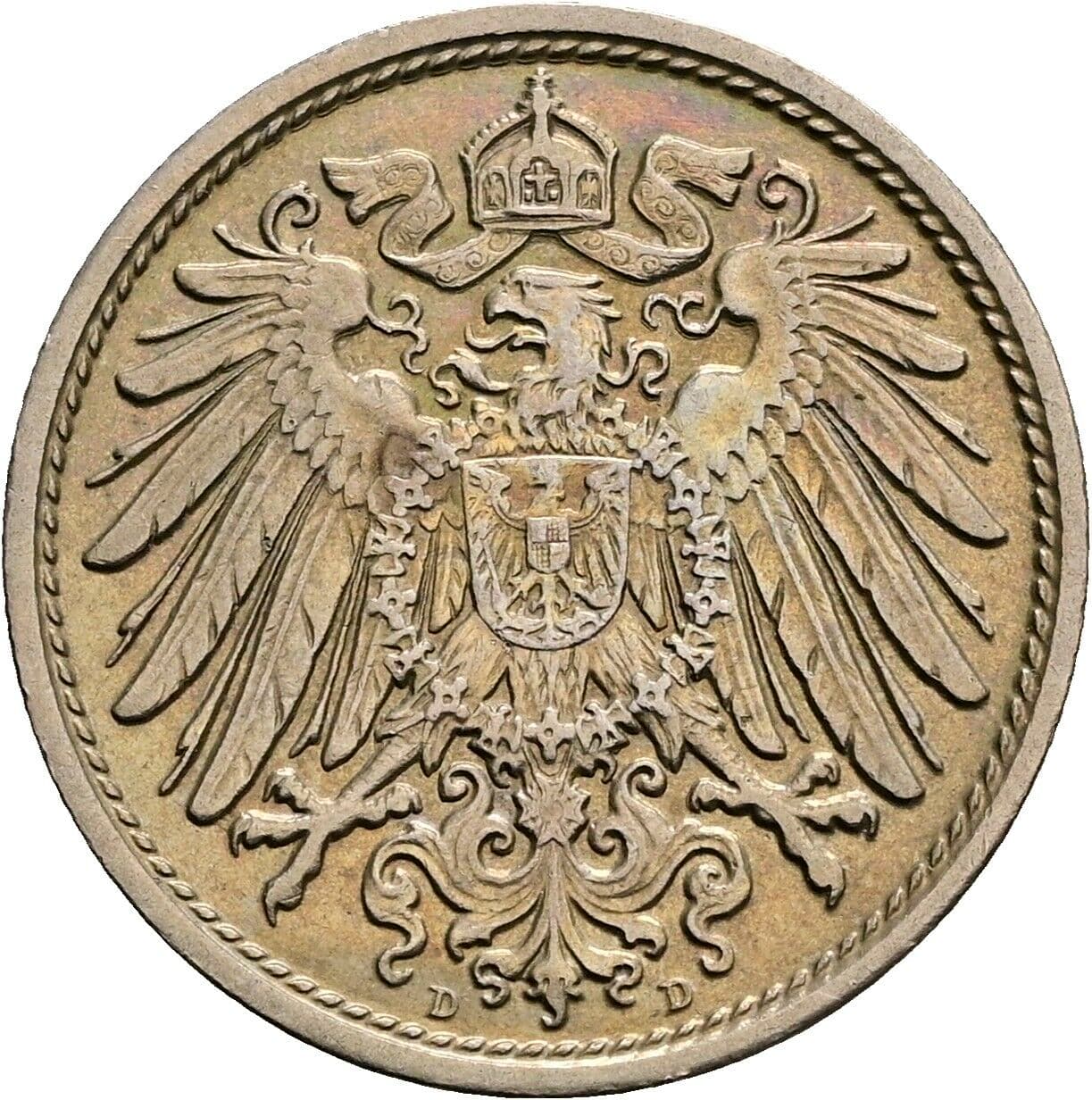 10 Pfennig 1913 D – Rückseite