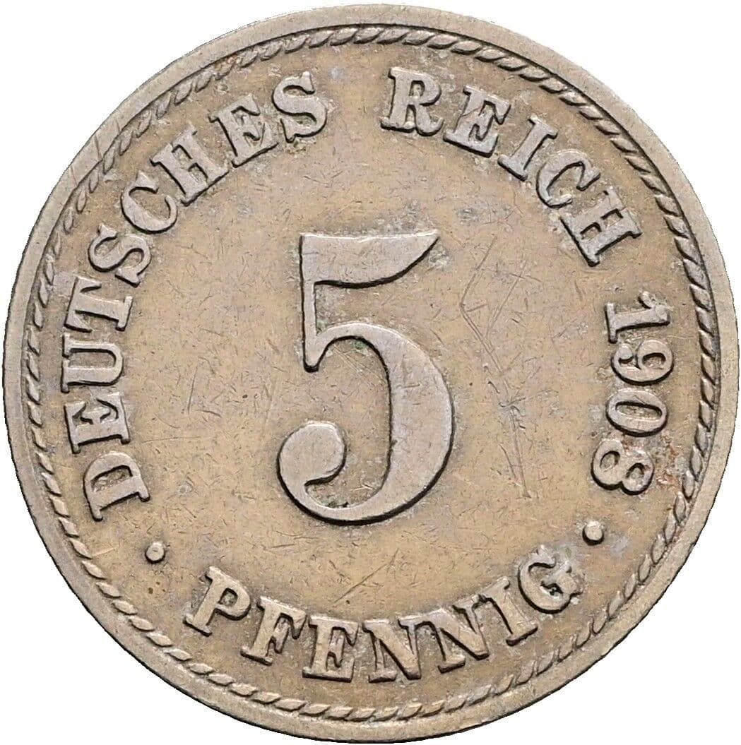 5 Pfennig 1908 A – Vorderseite