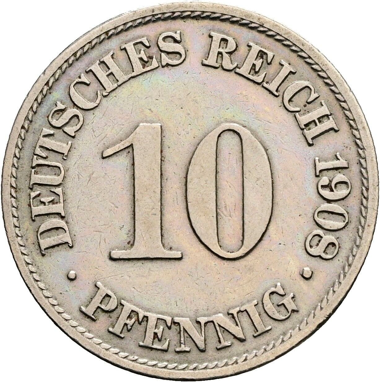 10 Pfennig 1908 A – Vorderseite