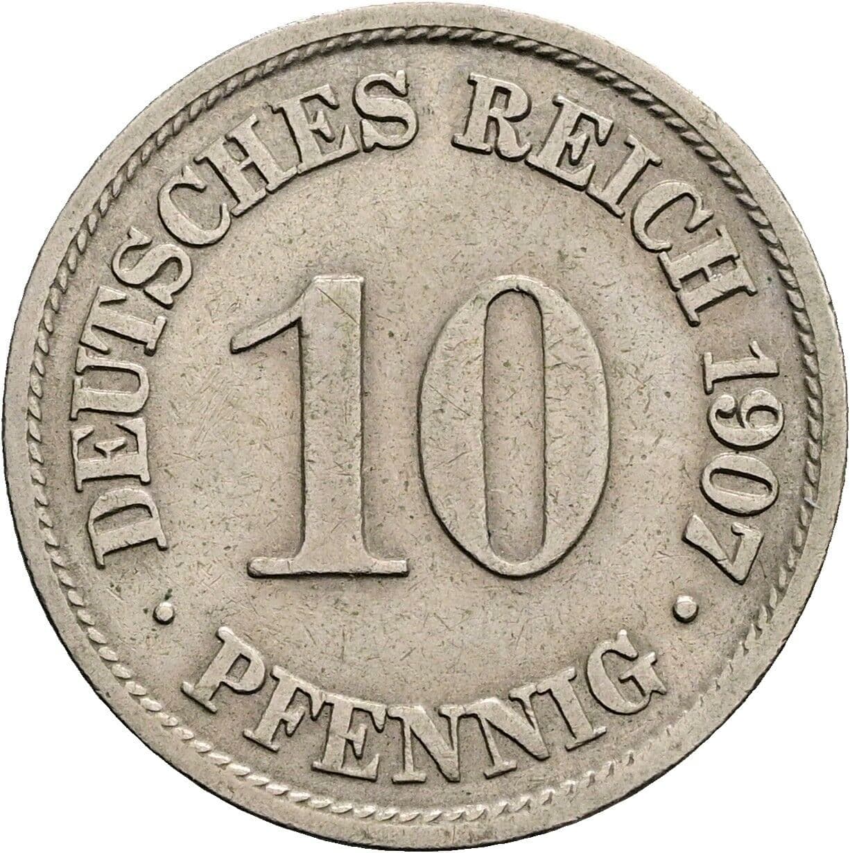 10 Pfennig 1907 A – Vorderseite