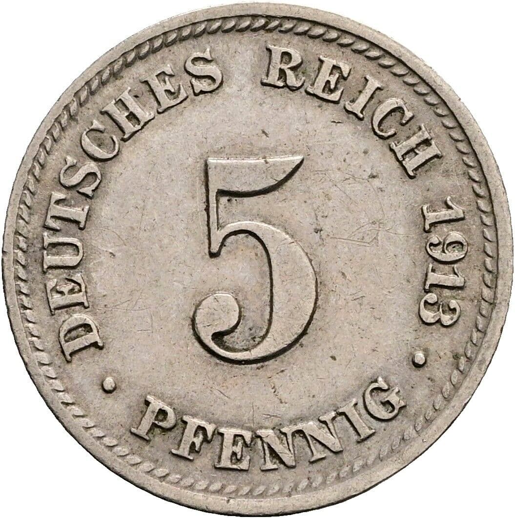5 Pfennig 1913 D – Vorderseite