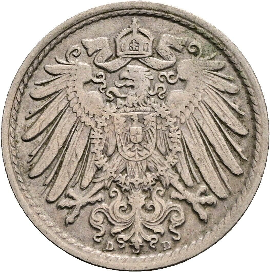 5 Pfennig 1913 D – Rückseite