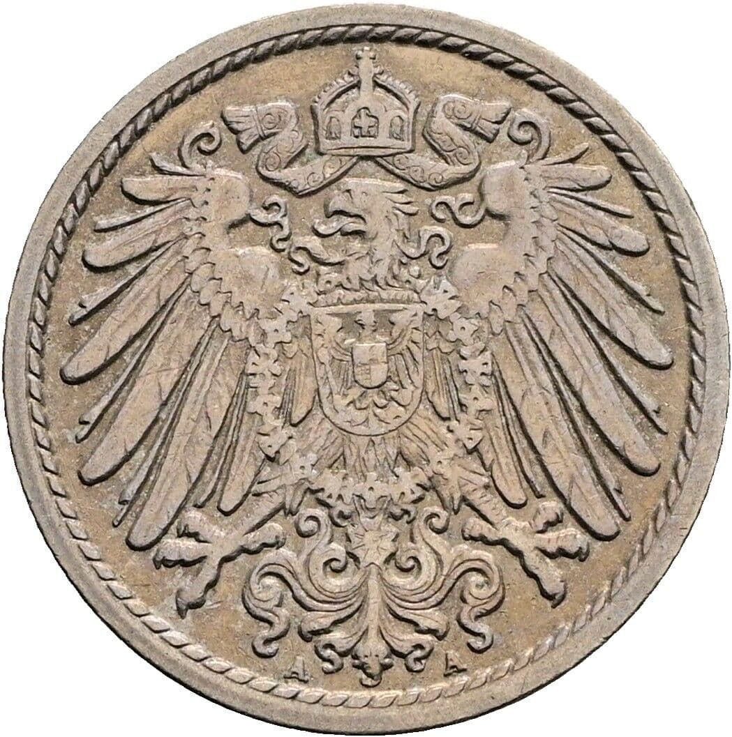 5 Pfennig 1908 A – Rückseite