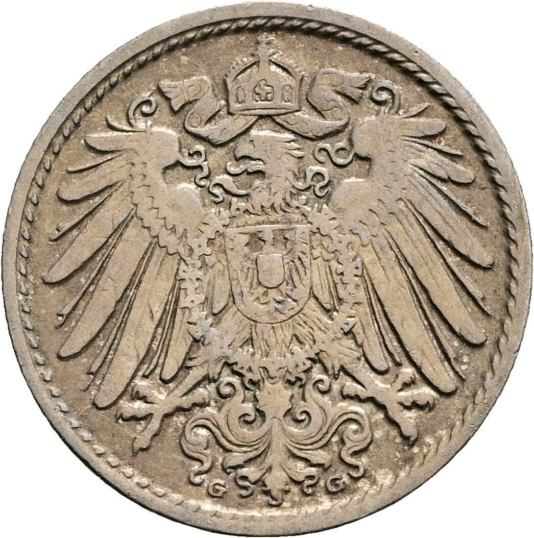 5 Pfennig 1908 G – Rückseite