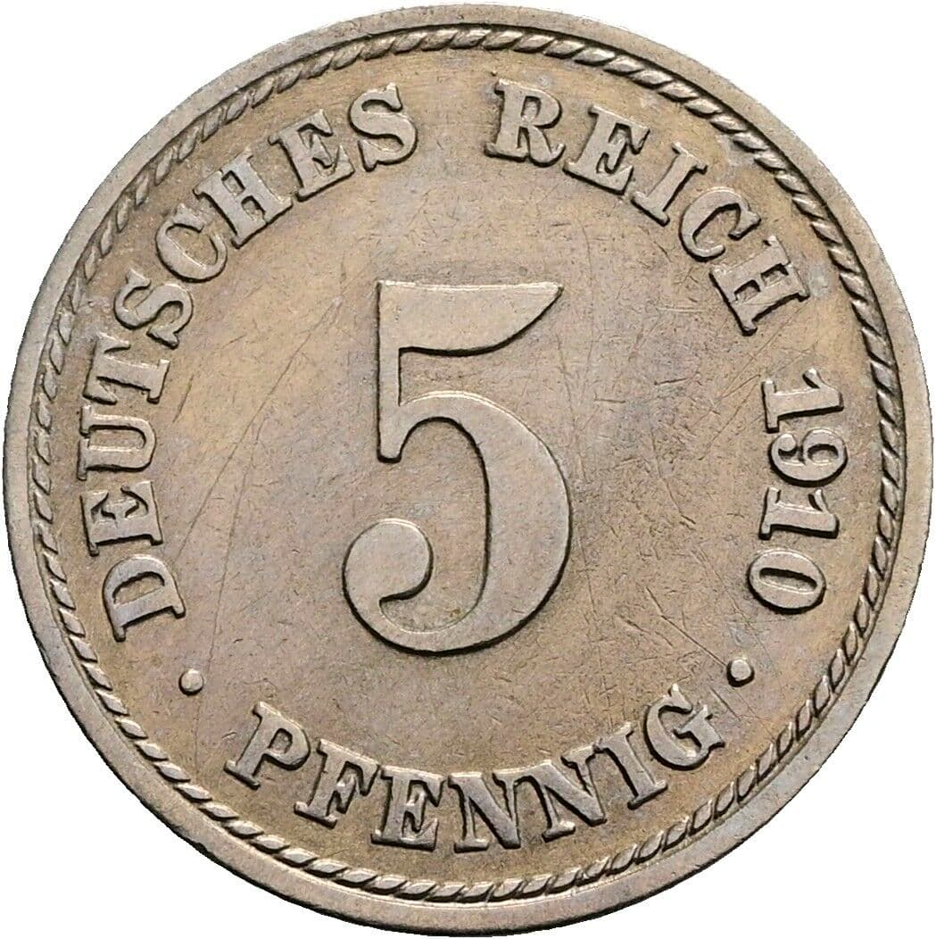 5 Pfennig 1910 A – Vorderseite