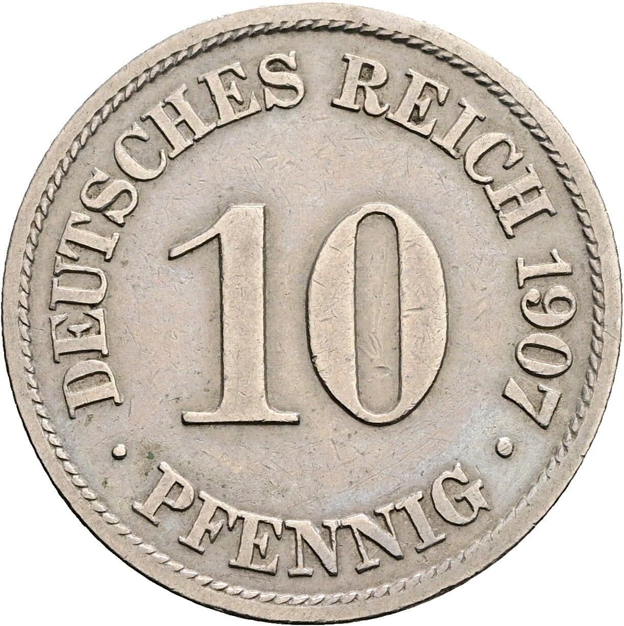 10 Pfennig 1907 A – Vorderseite