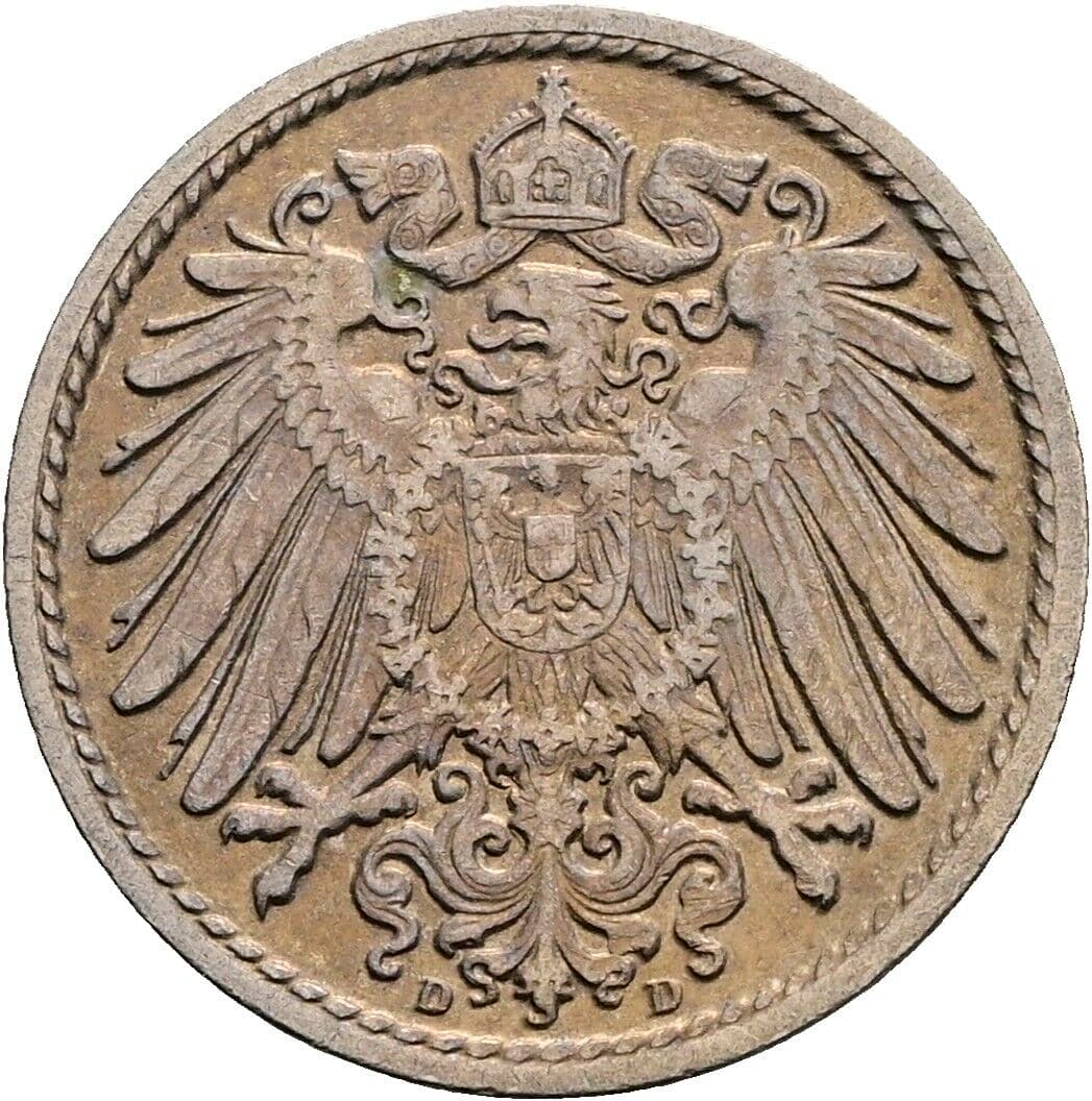 5 Pfennig 1910 D – Rückseite