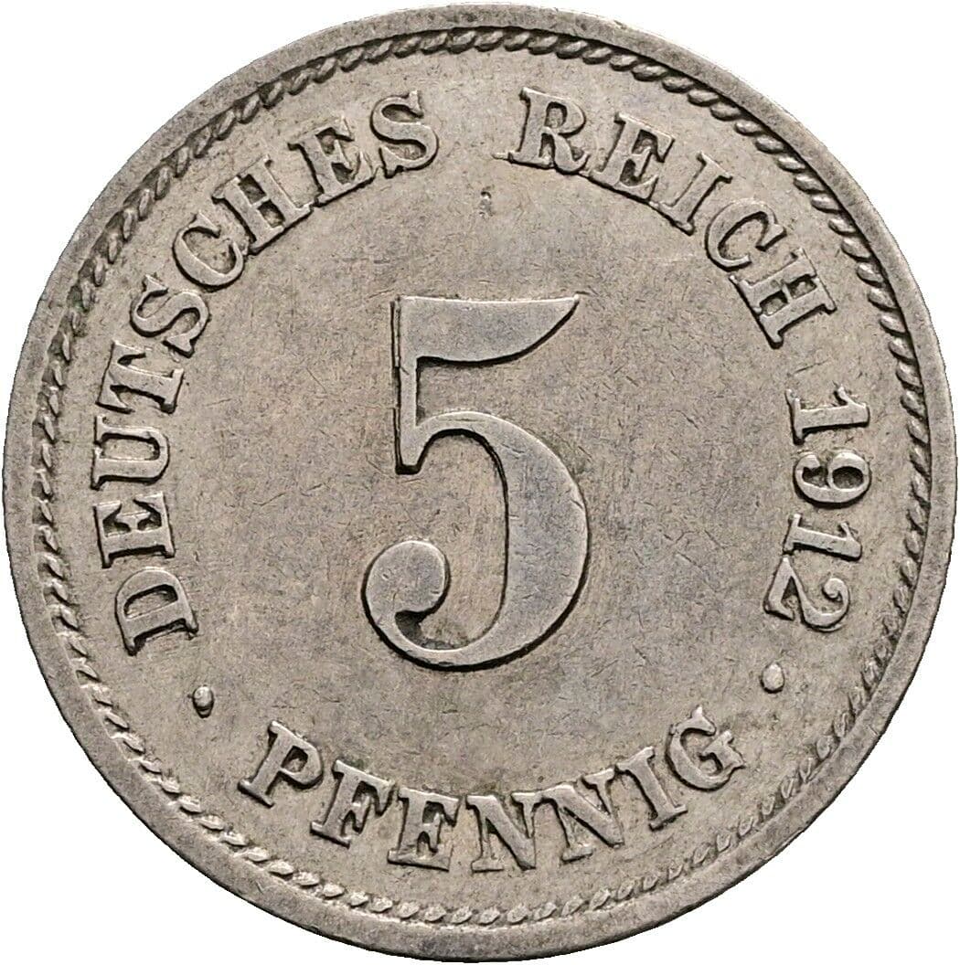 5 Pfennig 1912 G – Vorderseite