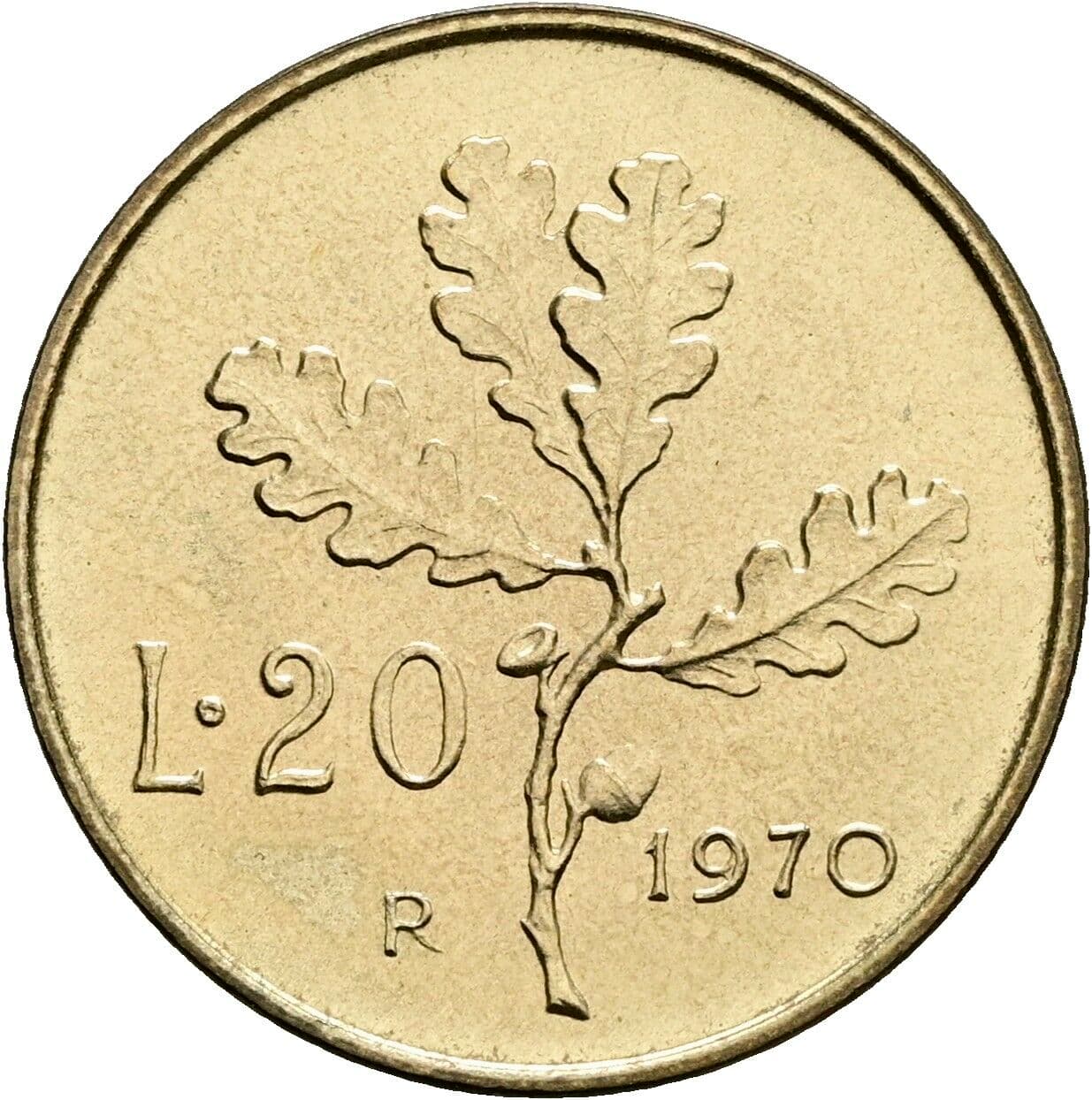 20 Lire 1970 – Rückseite