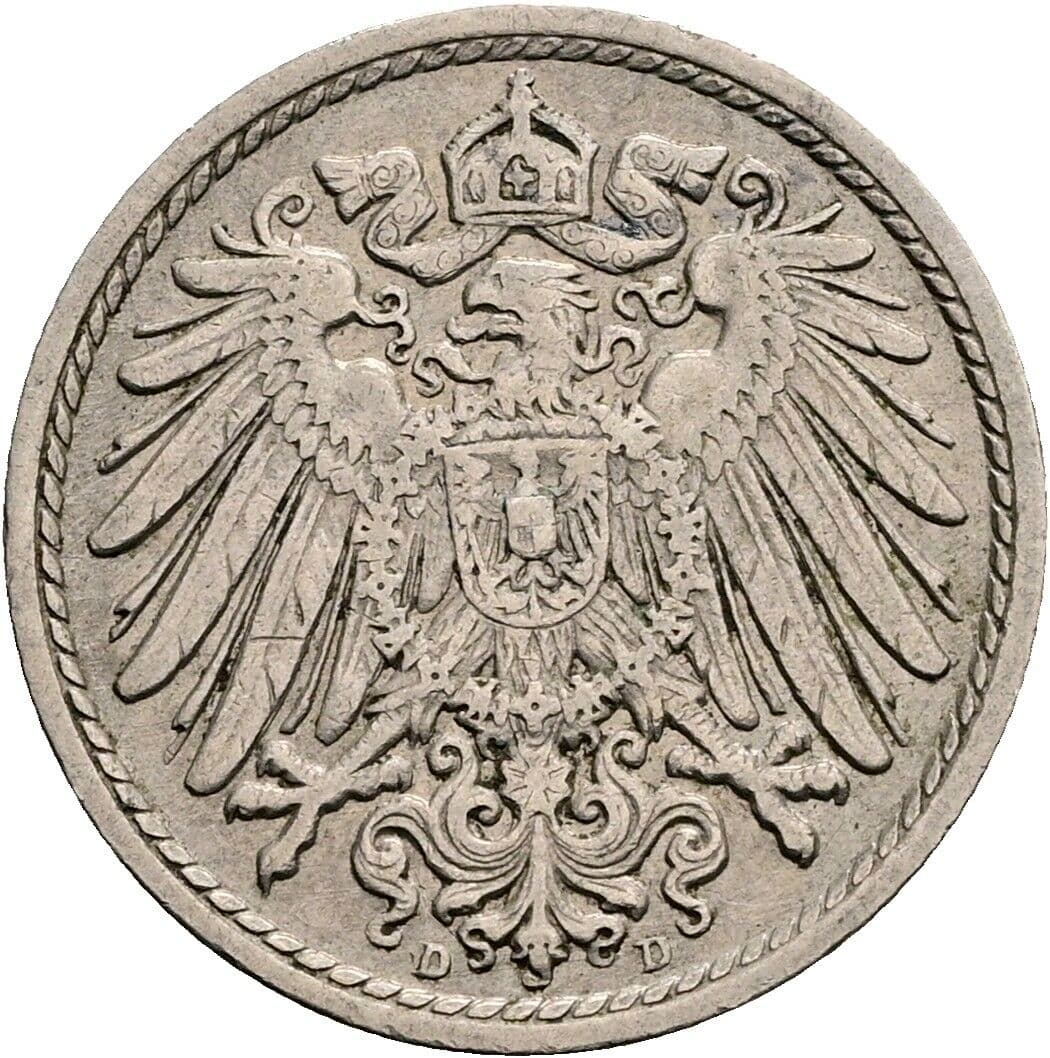5 Pfennig 1913 D – Rückseite