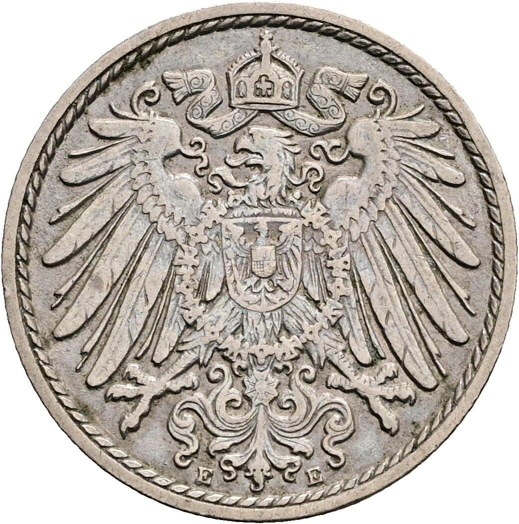5 Pfennig 1908 E – Rückseite