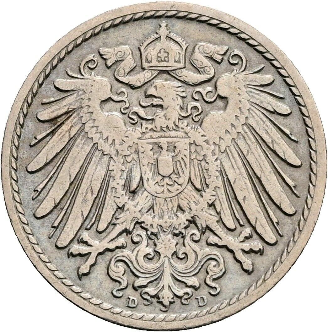 5 Pfennig 1906 D – Rückseite