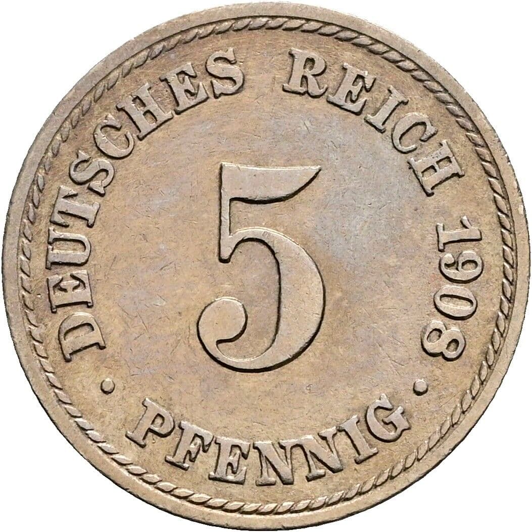 5 Pfennig 1908 A – Vorderseite
