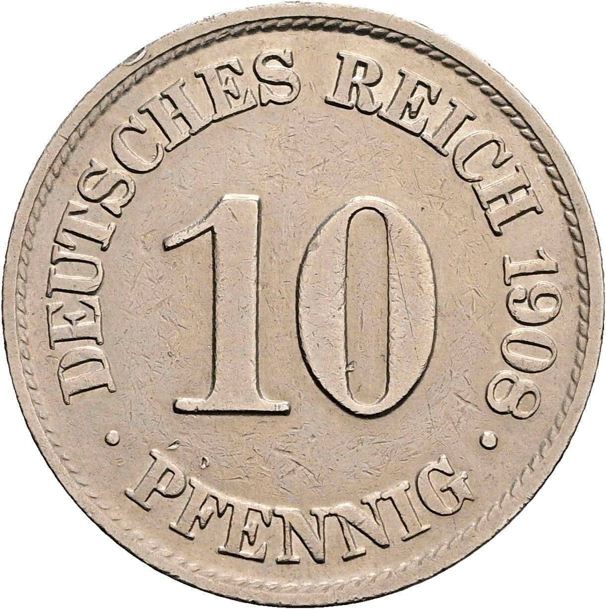 10 Pfennig 1908 A – Vorderseite