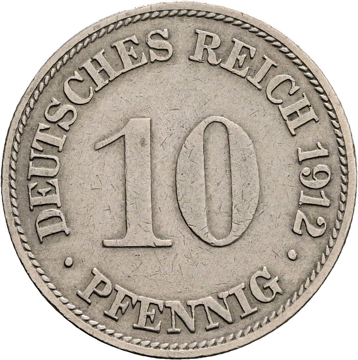 10 Pfennig 1912 G – Vorderseite