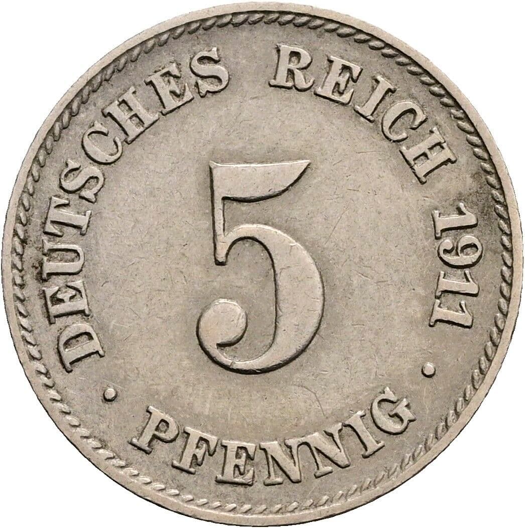 5 Pfennig 1911 J – Vorderseite