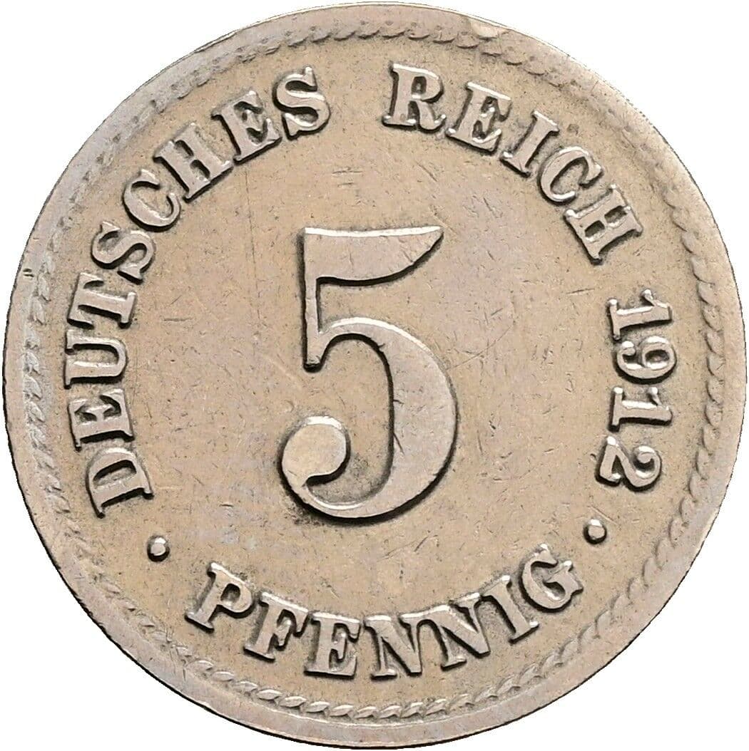 5 Pfennig 1912 A – Vorderseite