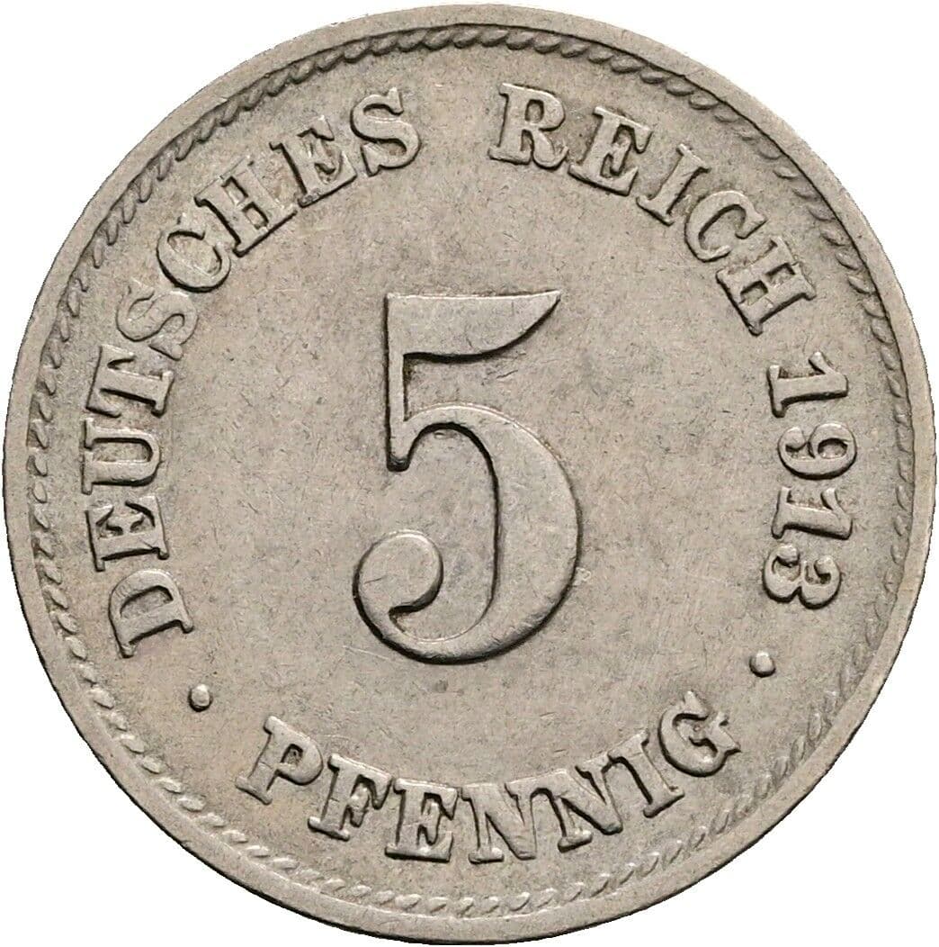 5 Pfennig 1913 F – Vorderseite