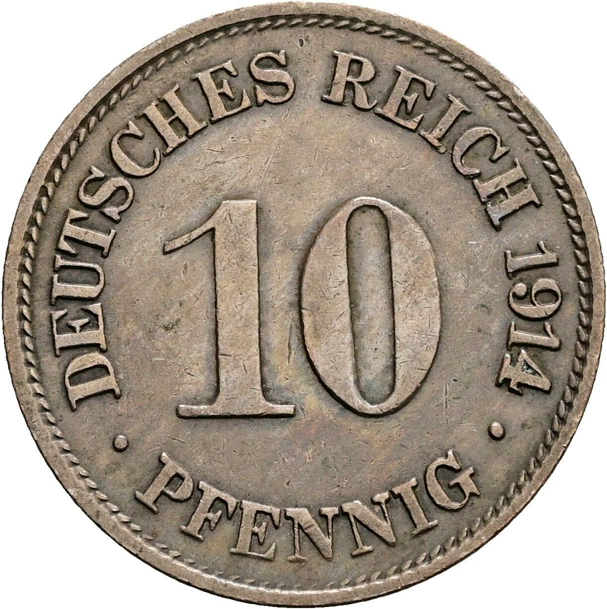 10 Pfennig 1914 G – Vorderseite
